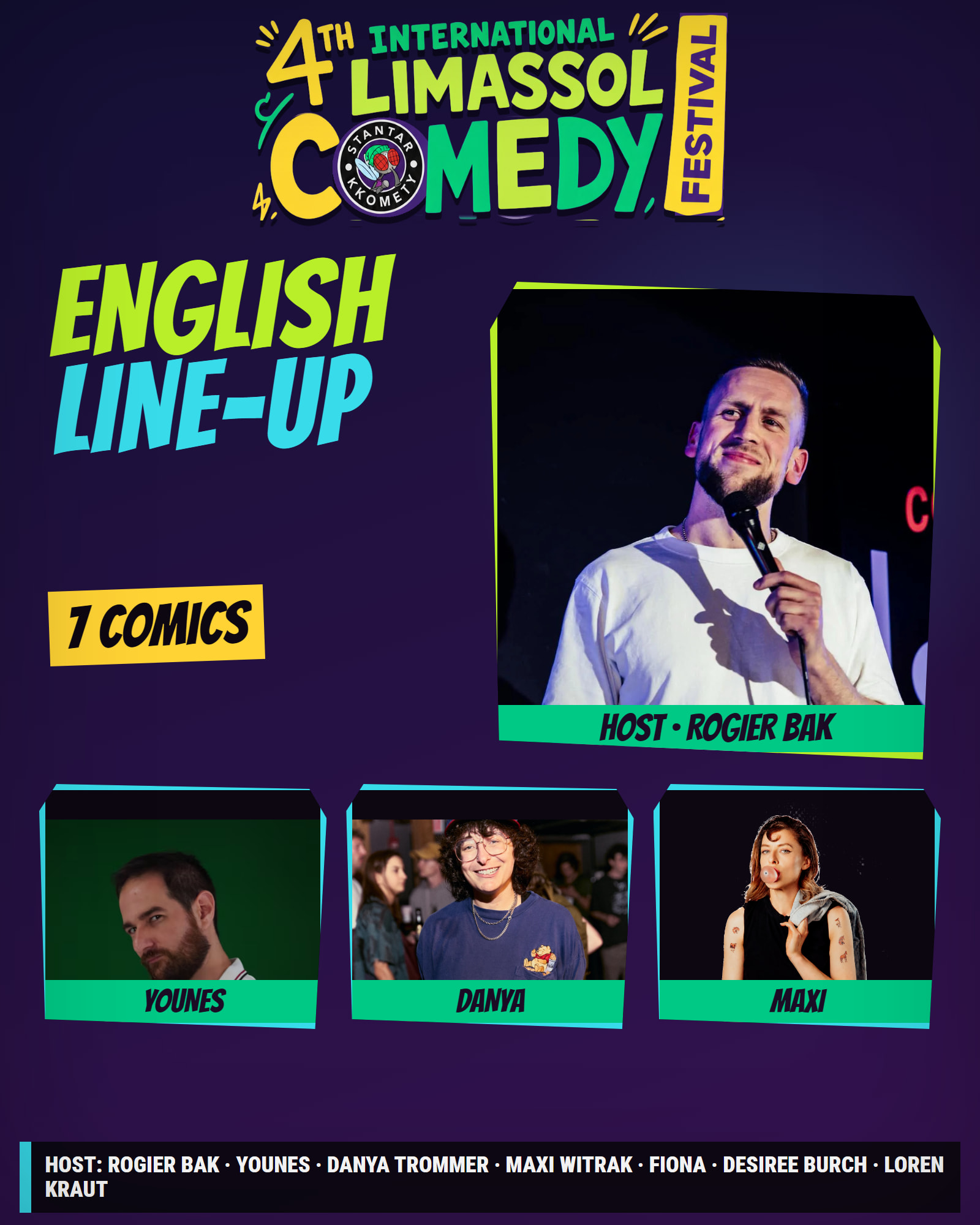 English Line-up, 4th International Limassol Comedy Festival poster