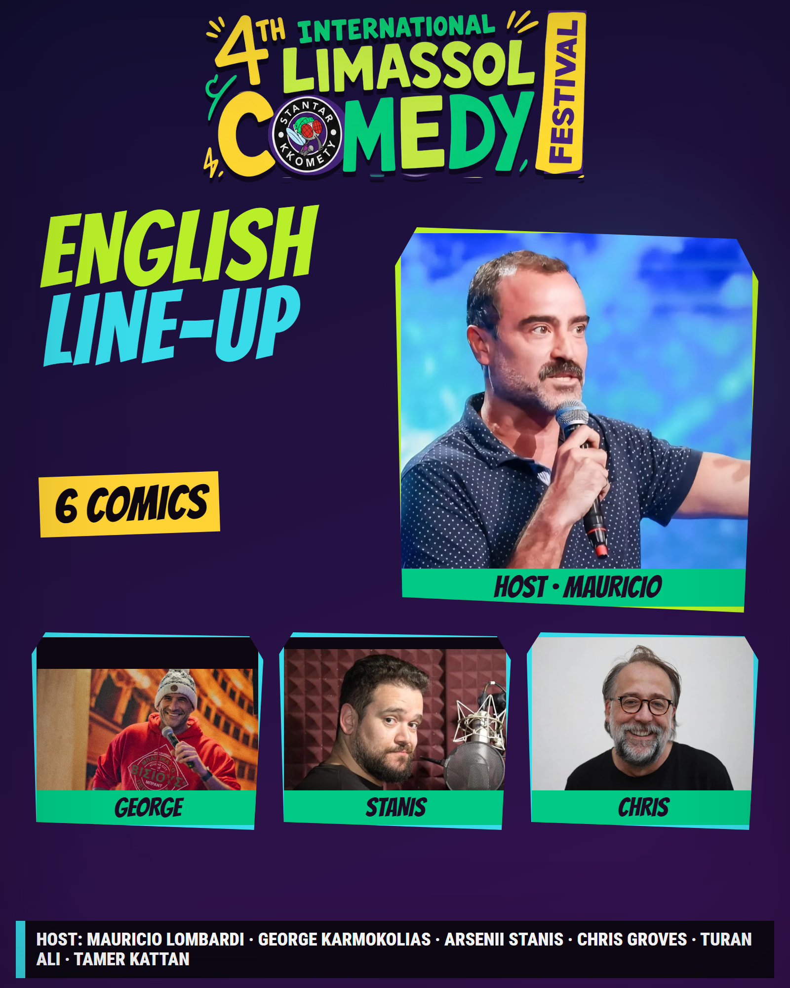 English Line-up, 4th International Limassol Comedy Festival poster